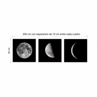 SET DE 3 CUADROS FASE LUNAR MEDIANOS